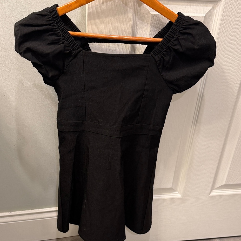 Art Class Black Puff Sleeve Kids Dress